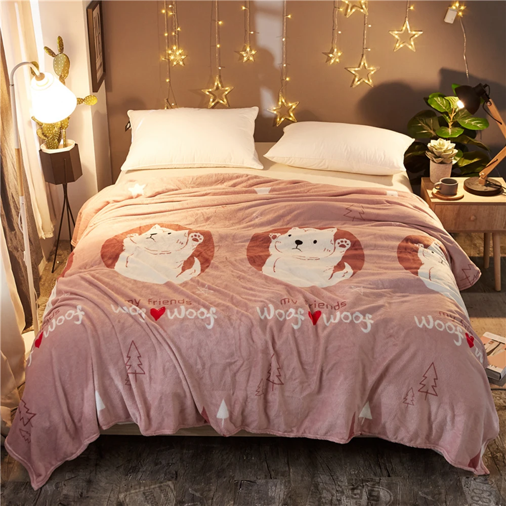 

2018 Cartoon Cat Pink Soft Summer Print Thin Blanket Little Throws Coral Fleece Microfiber Plaids Bedsheet Polyester