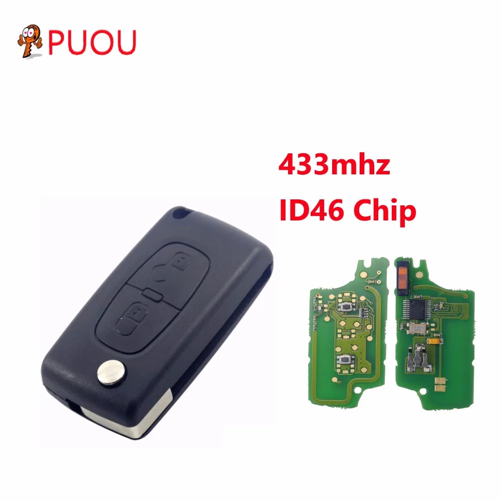 

2 Button Remote Key For Citroen C2 C3 C4 PICASSO Remote Alarm Flip Folding Auto Key Fob 433MHz ID 46 PCF7961 ASK Ce0536