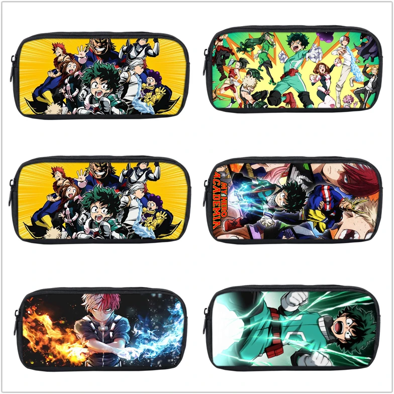 

My Hero Academia zipper pencil case Nylon stationery bag Izuku Midoriya printing school pen bag Makeup Case Coin purse