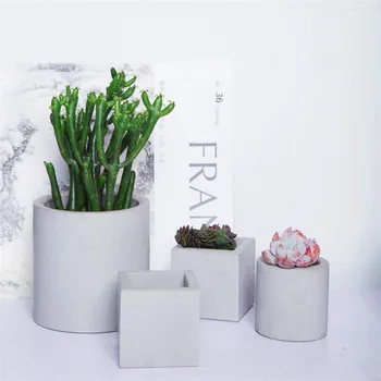 

Silicone Concrete Molds Muti-meat Cement Pots Plants Planter 3d Vase Mould Retro Square Shapes Three Size PRZY Eco-friendly