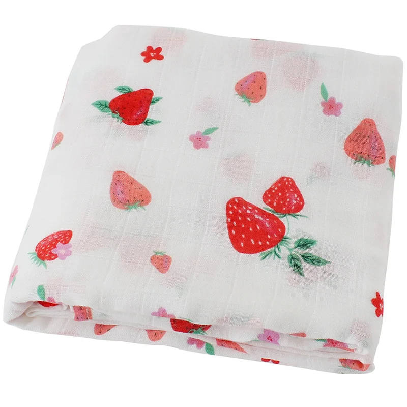 Strawberry Подгузники из муслина детские одеяла для новорожденных хлопковые бамбуковые пеленки очень мягкие постельные принадлежности коляска Обёрточная бумага для Детское банное полотенце детская продукция - Цвет: Strawberry