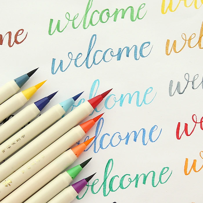 

Colorful Water Color Pen Soft Brush Head Calligraphy Drawing Pen Set, Scrapbooing Paint Coloring Pens School Child Tool
