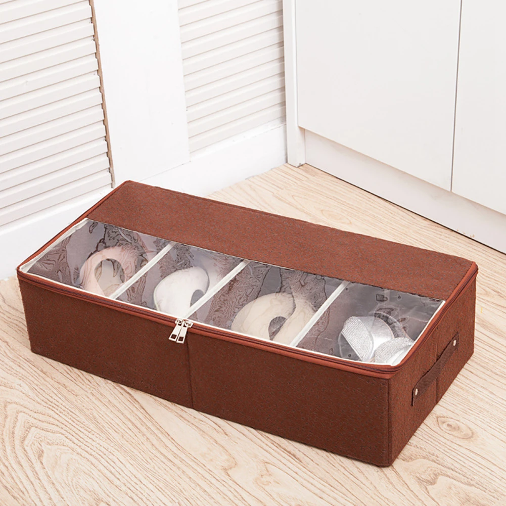 

Closet Wardrobe Organizer Handle Bra Foldable Bag Socks Clear Window Zipper Storage Box Magic Sticker Composable Thicken Shoes