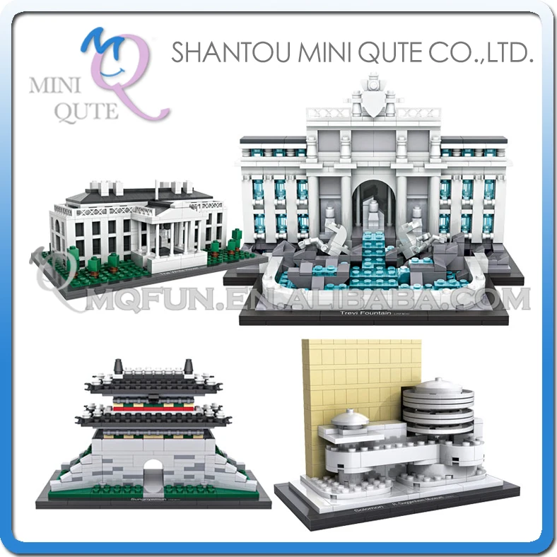 

Mini Qute LOZ world architecture famouse Solomon R.Guggenheim Lincoln Memorial Sungnyemun DIY building blocks educational toy