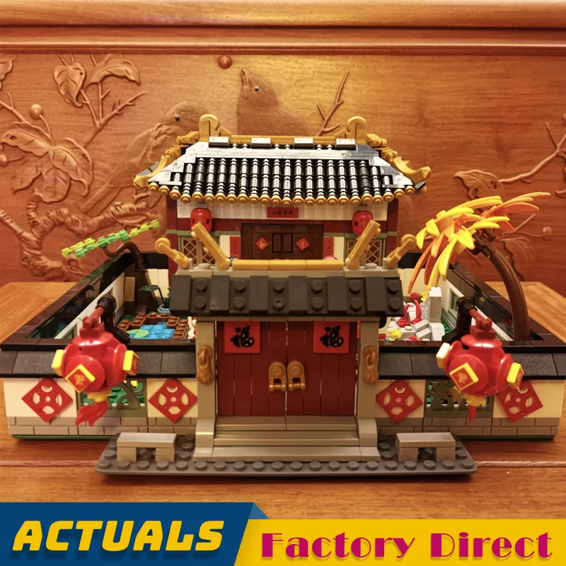 

1566Pcs New Year's Dinner Chinese Style 610001 Spring Festival Model Building Blocks Bricks Toys Gifts LegoINGlys 80101 80102