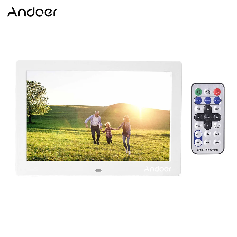 Andoer 1" Цифровая фоторамка ips полноэкранный фотоальбом 1280*800 часы календарь видеоплеер с пультом дистанционного управления