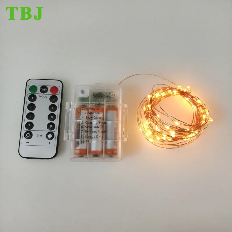 

Dimmable Fairy String Lights Battery Operated 8 Modes Remote control 5m 10m 50led 100led light for christmas decoration