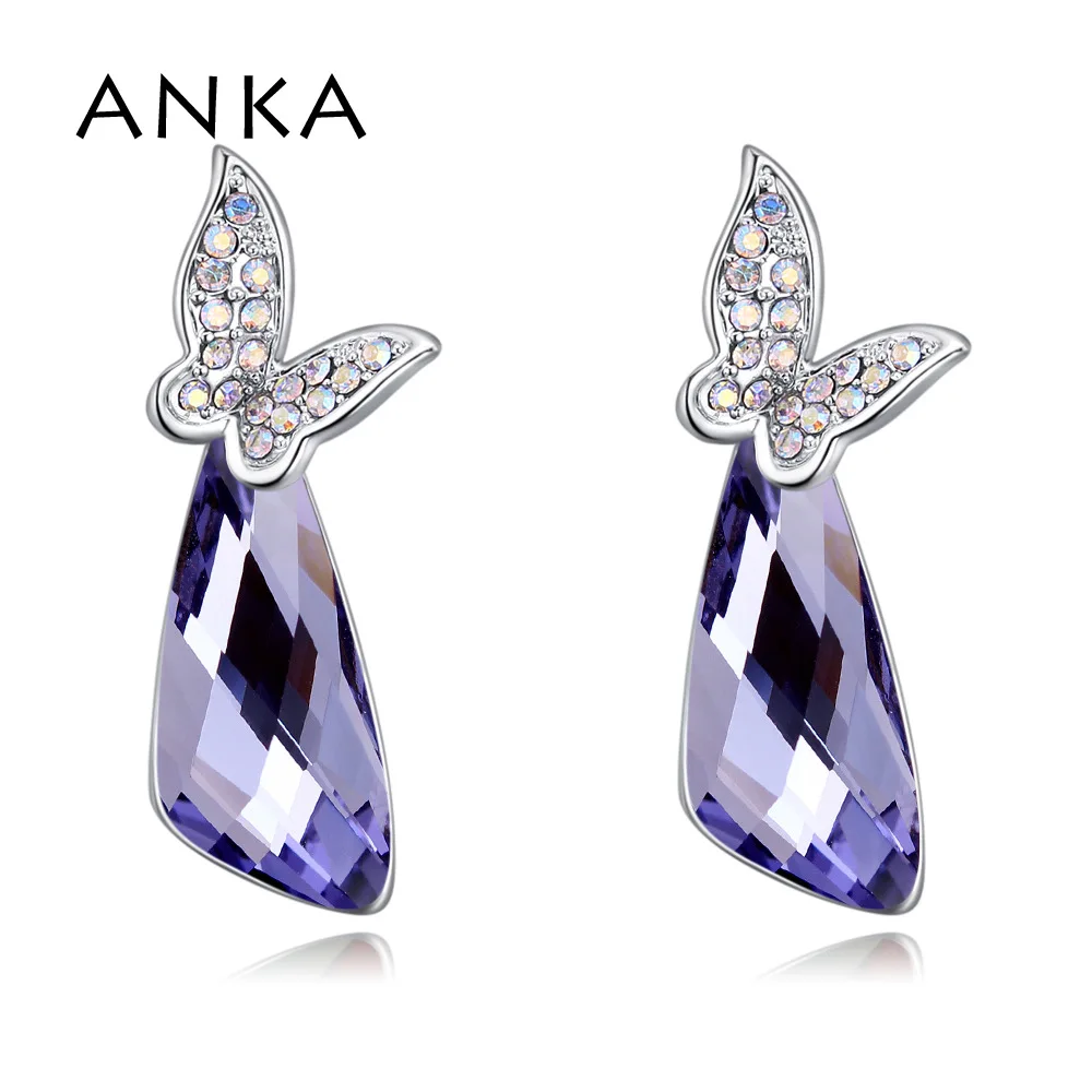 

ANKA butterfly crystal earrings jewelry for women Valentine's Day for women Rhodium Plated Crystals from Austria #129612