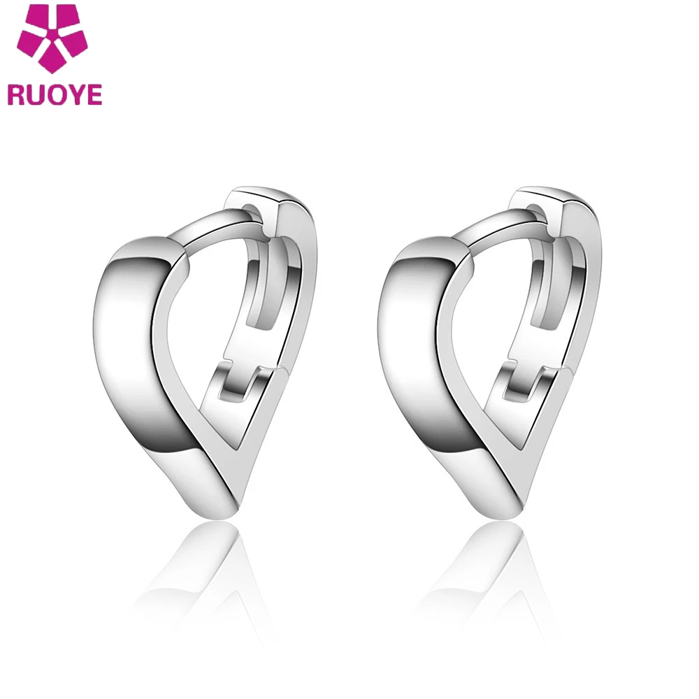 

2 Color Women And Men Stud Earring Love Heart Design Earring Romantic Ear Silver Jewelry New oorbellen Pendientes