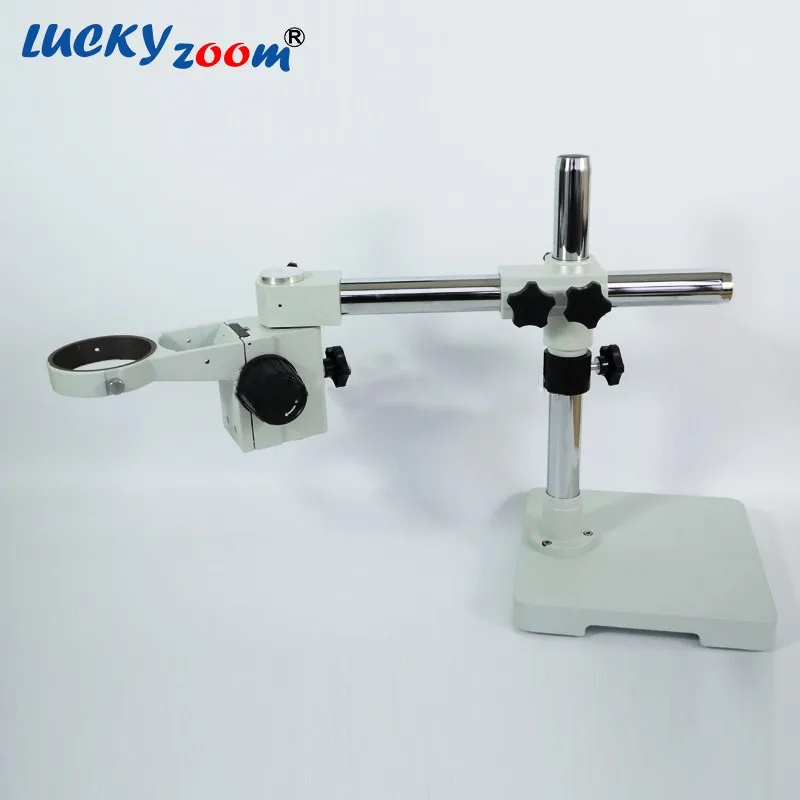 Lucky Zoom Brand Professional Adjustable Boom Stand For Binocular Trinocular Stereo Microscope 76MM Head Holder Aluminum Base Zoom Microscopio Support Stage