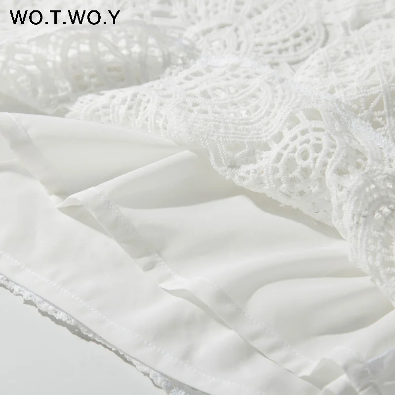 WOTWOY 2019 белые платья с вышивкой женские летние мини круглым вырезом и открытой