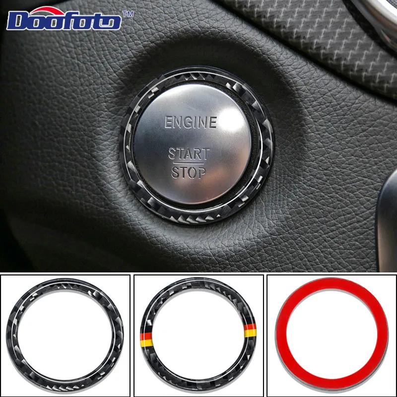 

Doofoto Car Engine Start Stop Ring Carbon Fiber 3D Car Sticker Start Stop Button Accessories Replace Upgrade For Mercedes Benz C