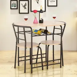 3 шт. обеденный набор стол и 2 стула, столовая мебель для паба, высококачественные черные натуральные стулья без ручек, набор для стола
