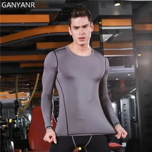 GANYANR футболка для бега Мужской баскетбольный костюм для тенниса футболка спортивный фитнес-зал компрессионные, для бега плотный облегающий Топ Колготки для упражнений