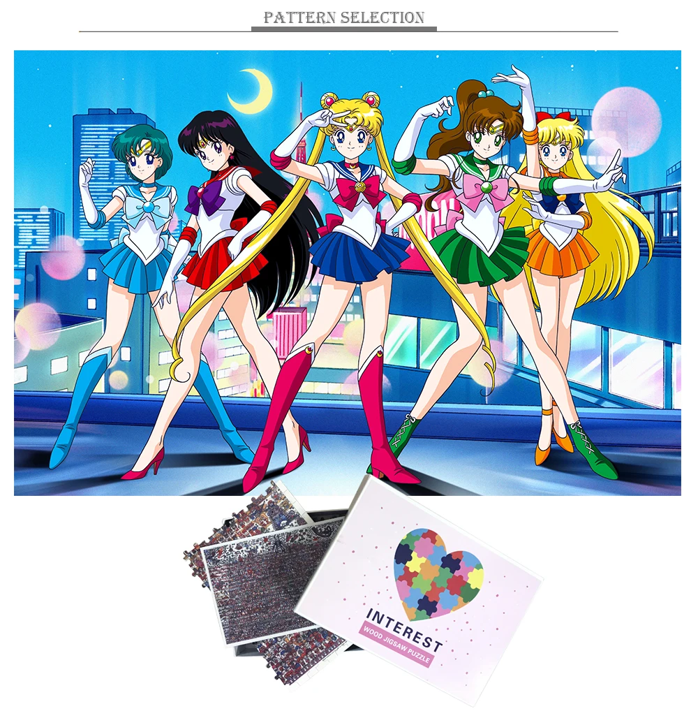 MOMEMO Sailor Moon Puzzle 1000 штук деревянные головоломки взрослые 1000 штук головоломки аниме мультфильм расслабляющие головоломки игры игрушки