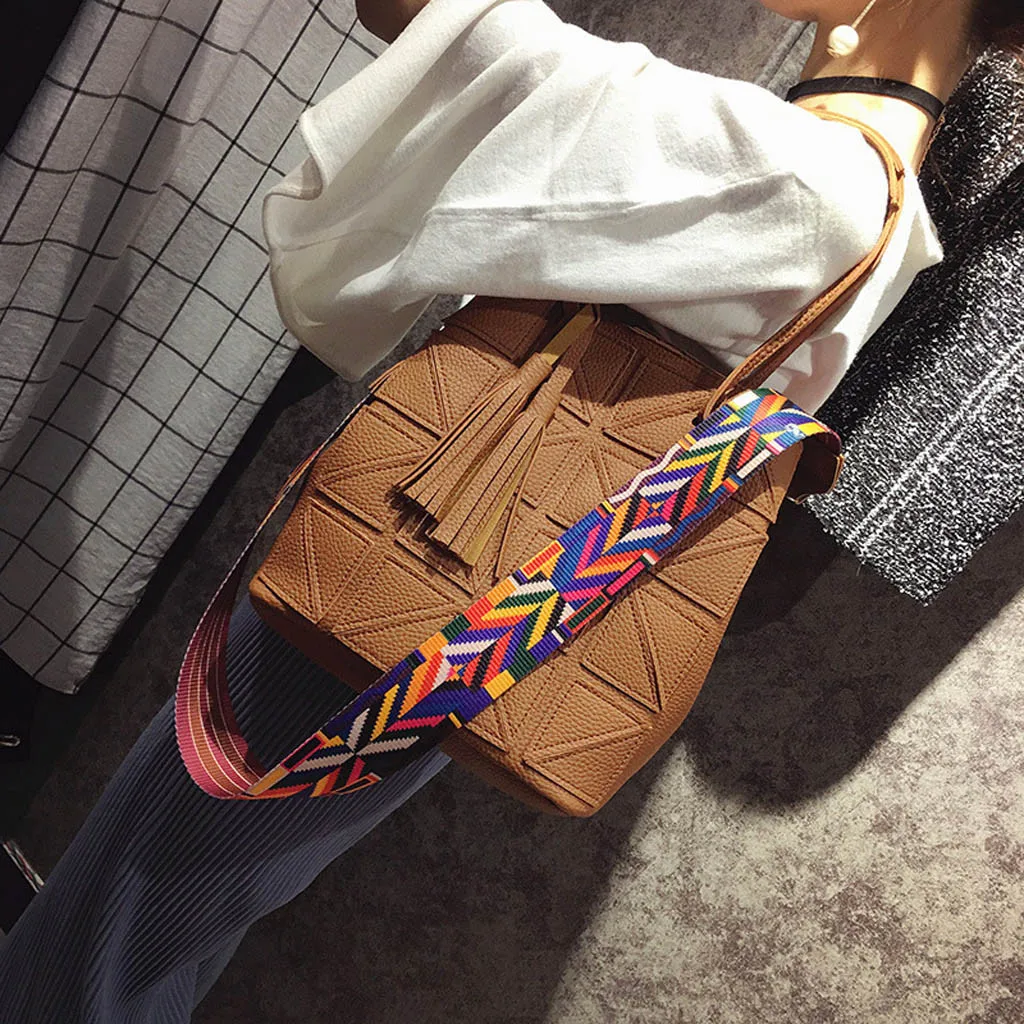 Новая модная дамская кожаная одноцветная сумка на плечо с кисточкой+ кошелек известного бренда Borsa a tracolla da donna#30