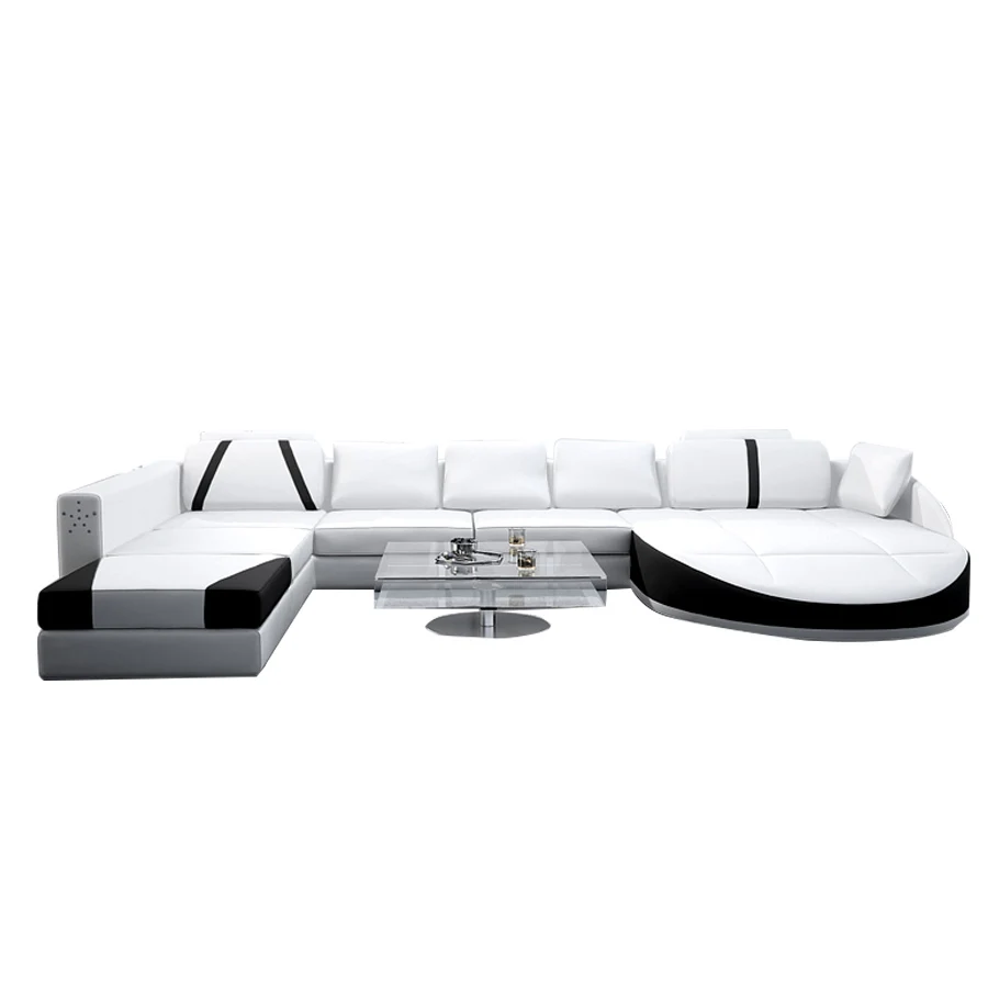

Factory Italian Design Large Size U-shaped Genuine Leather Corner Sofa