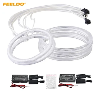 

FEELDO 2X100mm 2X120mm 4pcs/Set White Car DRL CCFL Angel Eyes Light Halo Rings Kits For BMW E92 Car Styling Headlight #HQ4847