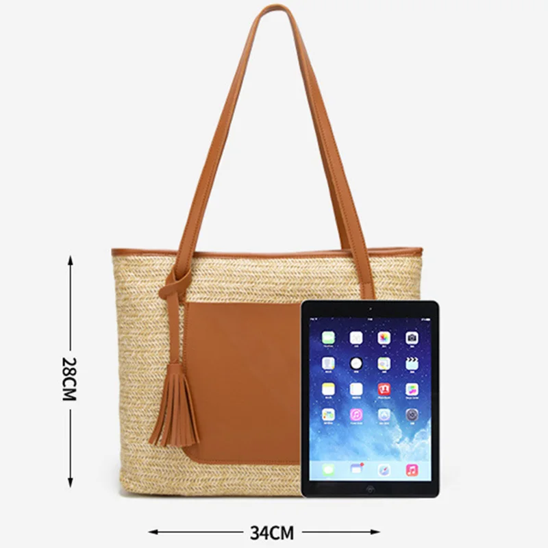 FGGS-бахрома Женская пляжная сумка бохо Холщовая Сумка простая сумка на плечо