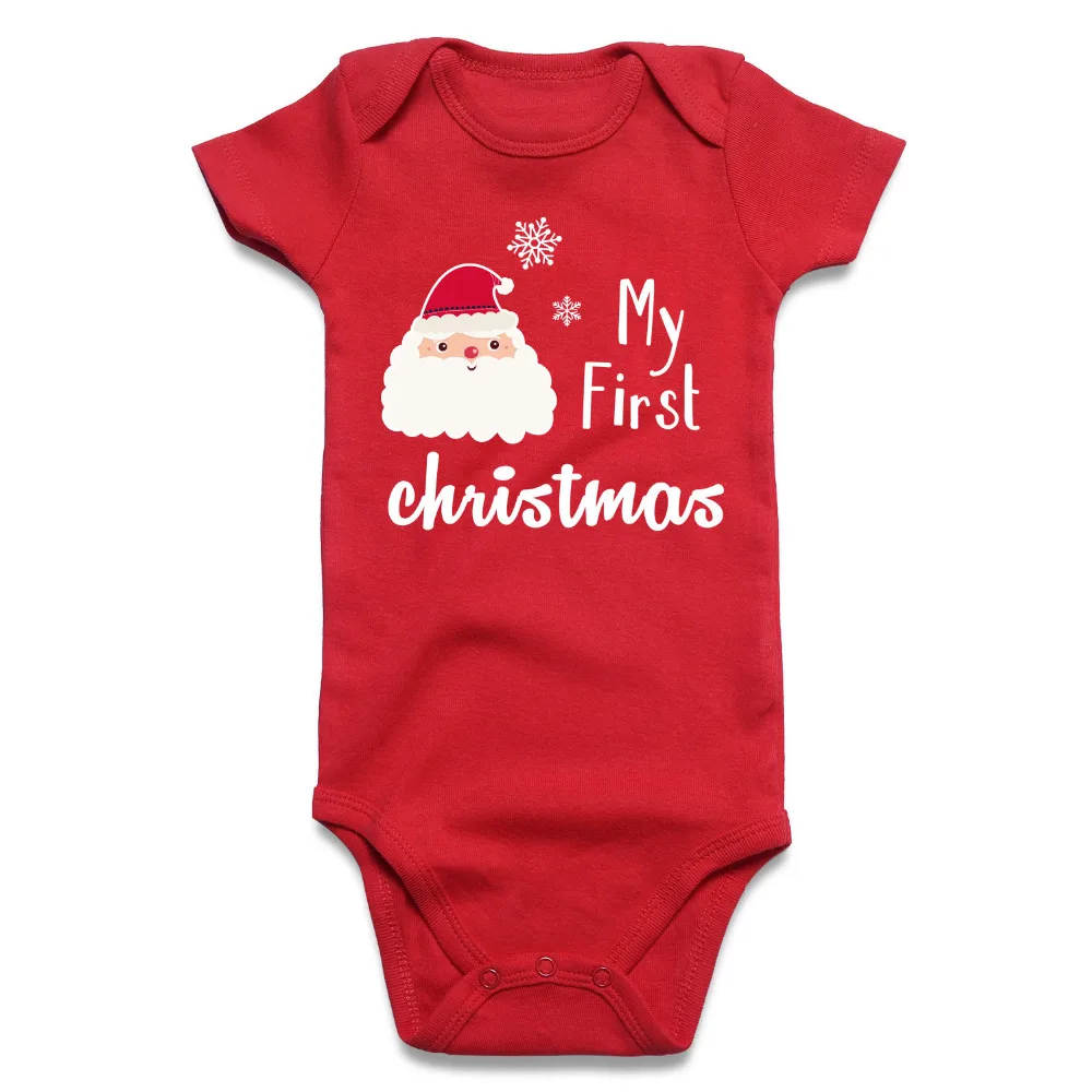 

Newborn Baby Bodysuit My Firsr Christmas Custom Infant Jumpsuit Solid Red Baby Boy Girl Clothes Toddler Short Sleeve Underwear
