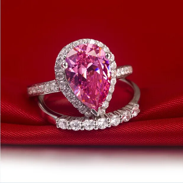 Кольцо женское из 18 каратного золота с имитацией бриллианта 3 карата|diamond rings pink|ring