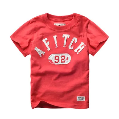 Футболка для маленьких мальчиков; детская одежда; летние детские топы с вышивкой; футболки из хлопка; футболка; enfant garcon - Цвет: AF92 red boys tshirt
