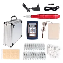 Pro Перманентный Макияж перо комплект красный бровей гибрид татуировки Ручка Ротари татуировки+ Питание+ 20 иглы c Книги по искусству гребней для Средства ухода за кожей Книги по искусству