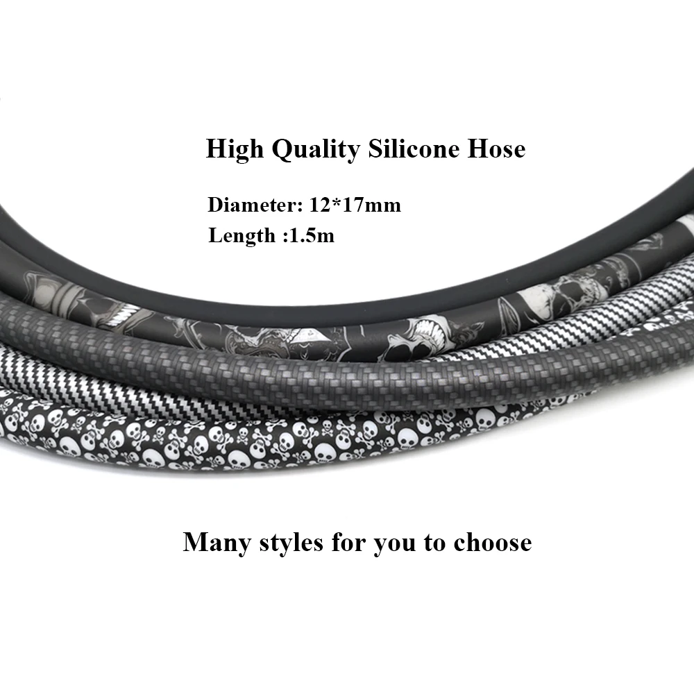 LOMINT Carbon Hookah Hose shisha Carbon Fiber Handle Silicone Tube Aluminum Mouth Tips with Spring Narguile Nargile Accessories