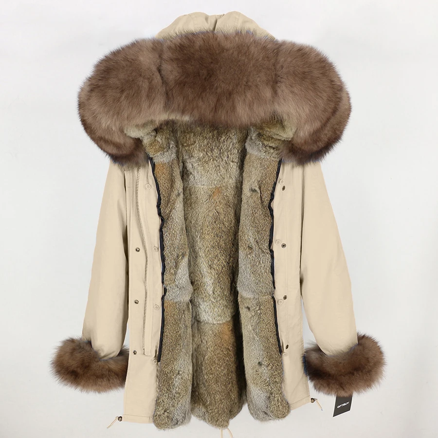 3 OFTBUY, зимняя женская куртка, длинная парка, Воротник из натурального Лисьего меха, капюшон, подкладка из натурального кроличьего меха, Толстая теплая парка, уличная Роскошная - Цвет: 3