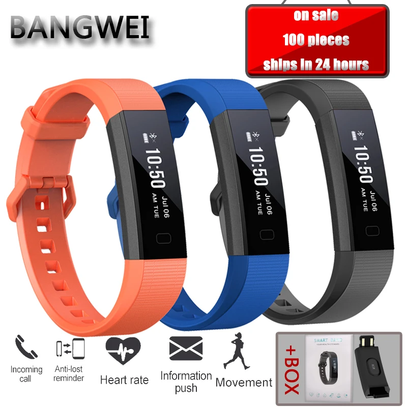 

2018 BANGWEI blood pressure oxygen heart rate monitoring intelligent sports watch PK mi band3 IP67 waterproof smart wristband