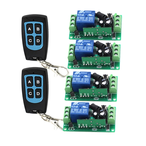 RF Wireless Remote Control Switch System 4 Receiver & 2Transmitter Classic 315/433mhz Smart Home