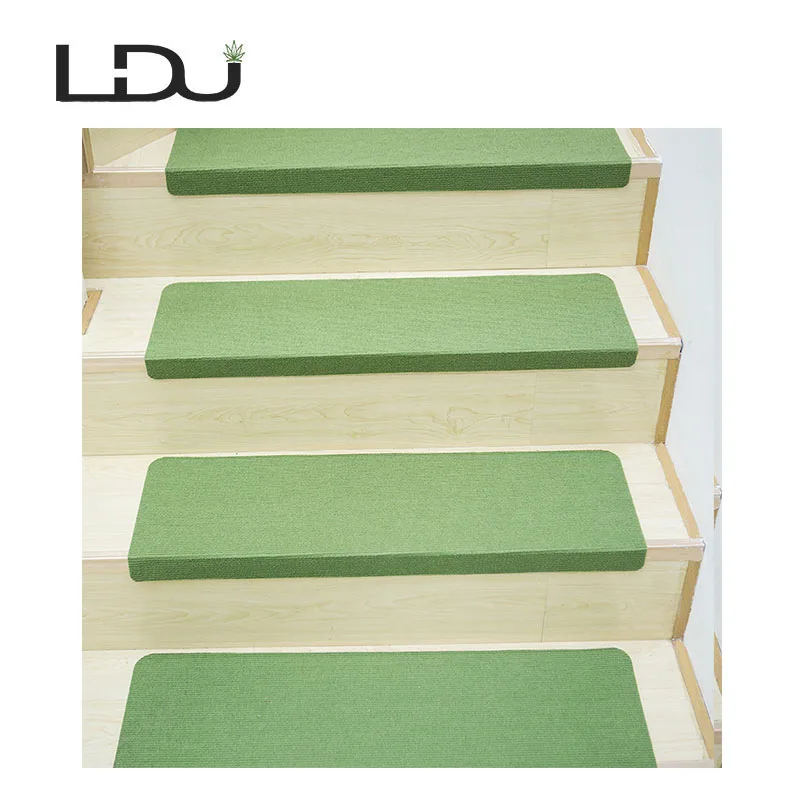 RULDGEE Solid Color Self-adhesive Non-slip Polyester PVC Home Stair Carpet for Living Room Stair Mat Protector Rug