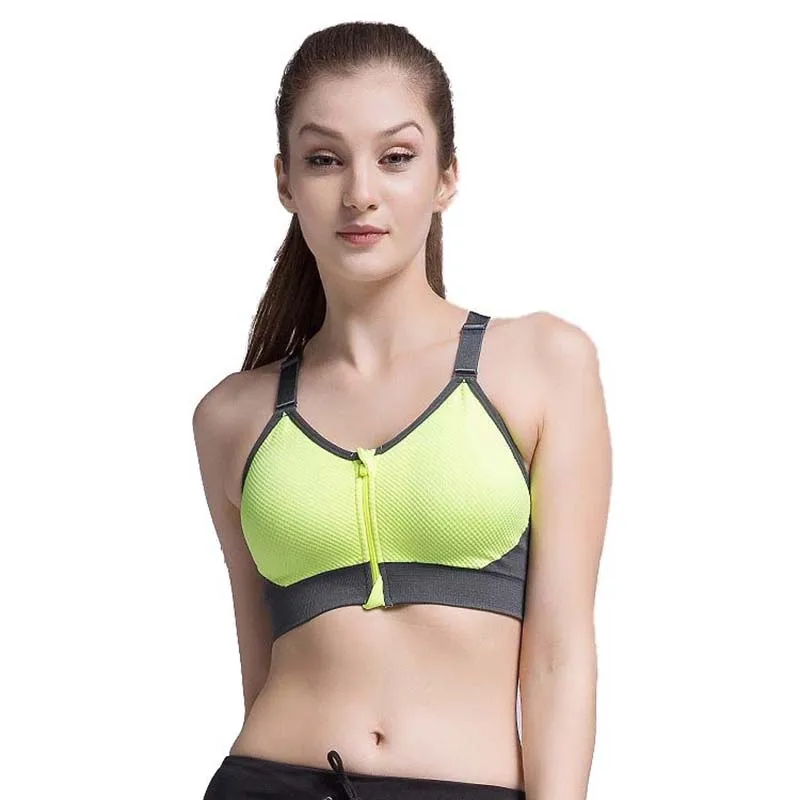 Newest Women's Zipper Permeable Sports Bra Wirefree Yoga Bras Tank Top