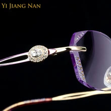 Алмазные очки, сплав, женские очки, качественная оправа, тонированные линзы, без оправы, очки oculos de grau feminino