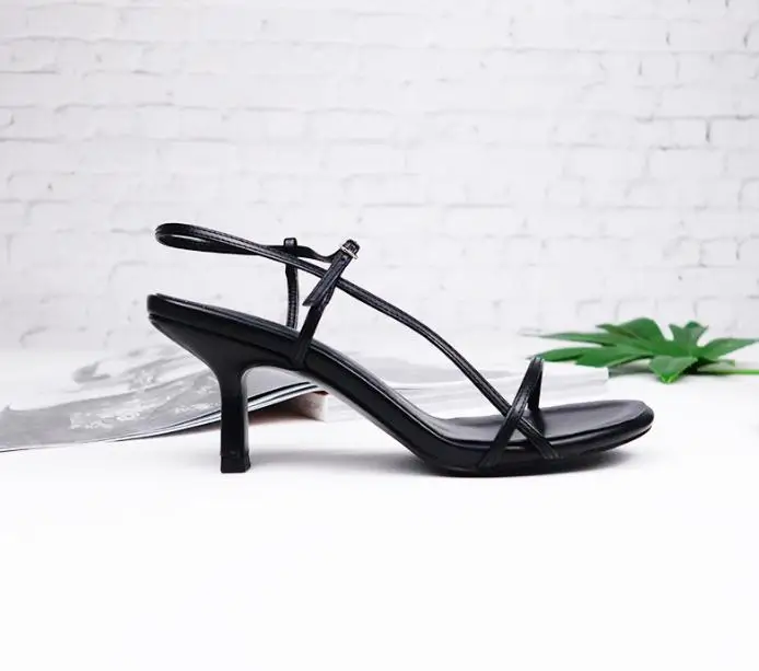 

2019 spring new leather stiletto solid color high heels simple versatile word with sneakers air shoes
