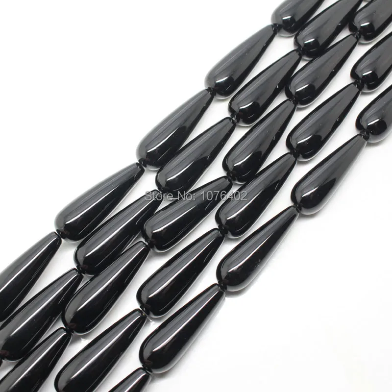 

Mini. order is $7! 10x30mm Natural Onyx Black Agates Raindrop Teardrop Loose Beads 15"