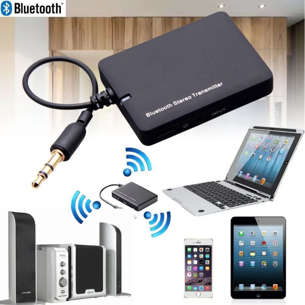 

Mini Bluetooth Audio Transmitter Free Drive Transmit Audio Speaker Wireless Adapter 3.5 mm Output for Laptop Tablet PC