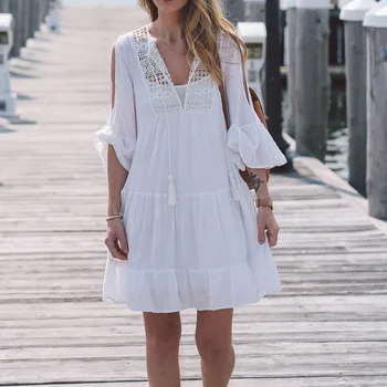 

Bikini Cover Up Lace Hollow Crochet Swimsuit Beach Dress Women 2019 New Summer Ladies Swimwear Bathing Suit Beach Wear Tunic