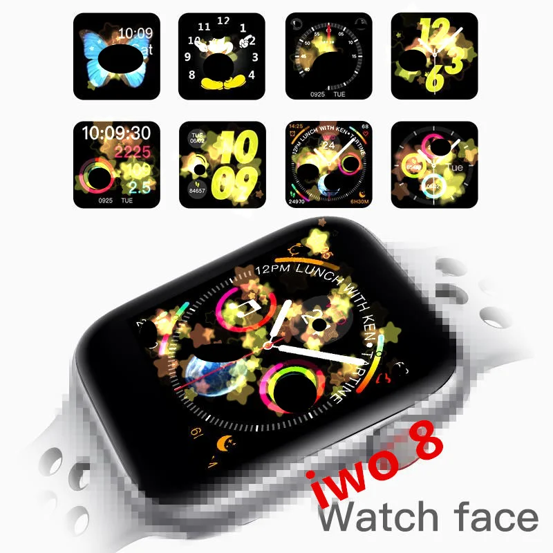 Ceny 4 kolory IWO 8 Smartwatch 44mm case Watch Series 4 dla Xiaomi Samsung z połączeniem wiadomość z przypomnieniem kompatybilny dla iphone 6 7 8 X