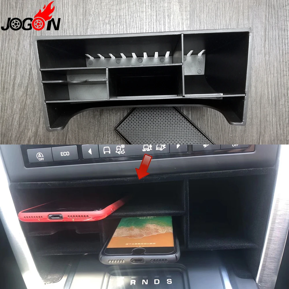 

ABS Front Interior Console Partition Container Storage Box Organizer Phone Holder For Land Rover Discovery Sport 2015 2016 2017