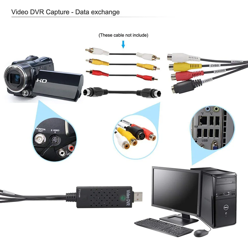USB 2 0 устройство для видеозахвата конвертер аудио и видеосъемки ТВ тюнера