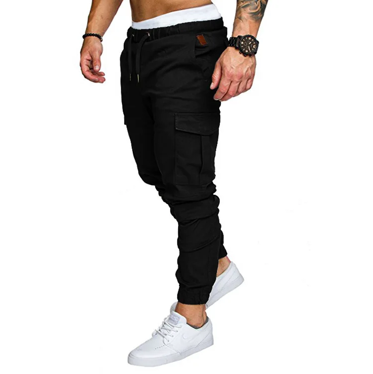 Новые осенние мужские штаны в стиле хип-хоп шаровары, штаны для бега, штаны мужские брюки для бега, однотонные брюки с несколькими карманами, спортивные штаны, M-4XL