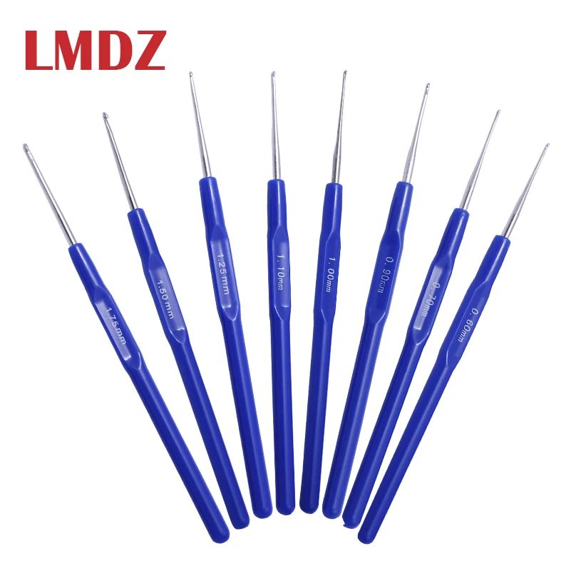 

LMDZ 8pcs/set Lace Knitting Needles Metal Crochet Hooks DIY Hand Craft Small Crochet Fine Wool Knitting Needles 0.6-1.75mm