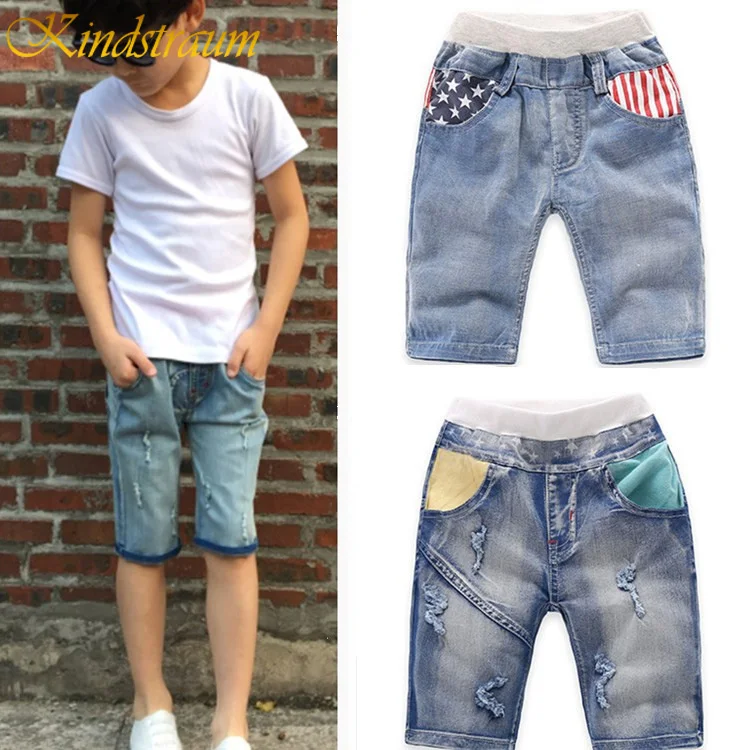 Kindstraum 2018 New Fashion Boys Short Jeans Summer Kids Denim Shorts 12 Colors Patchwork Ripped