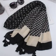 Шарф с этническим принтом Женский Осенний весенний Испанский Стиль Бохо хиппи длинный черный шарф с геометрическим рисунком женские офисные шарфы