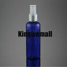 300 шт./лот 100 мл ПЭТ Пластик пустой красивый флакон духов Распыление воды с круглым плечо синий цвет