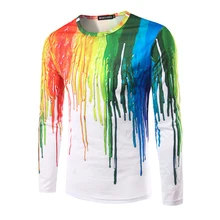 Мода мужская Повседневная Печать 3d Футболка С Длинным Рукавом Camiseta Slim fit Личность плеснул краской всплеск чернил футболка 3D шаблон