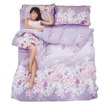 

UNIKEA Sumeer Cotton bedding sets Love flowers Duvet Cover Set 4 Pcs Comforter Cover Bedding Set Lattice Style King Queen Full T