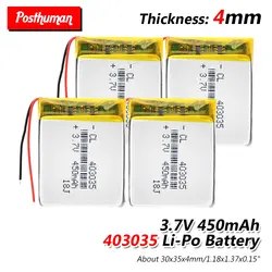 Перезаряжаемые 450 mAh Li-Po 403035 литий-полимерный Li-Po Li ионная литий-полимерный аккумулятор клетки для MP3 MP4 gps электрическая массажная игрушка