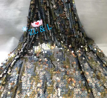

2019 new water drop sequins French mesh lace ZLL-1104 African tulle lace sequin dress ladies skirt clothing fabric